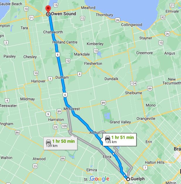 You are currently viewing A drive from Guelph to Owen Sound
