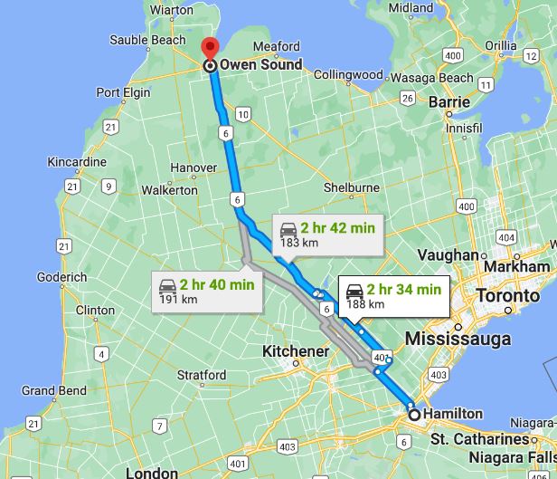 Read more about the article A drive from Hamilton Ontario to Owen Sound Ontario