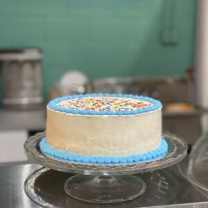 Vanilla base with 2 layers of Birthday Cake Ice Cream